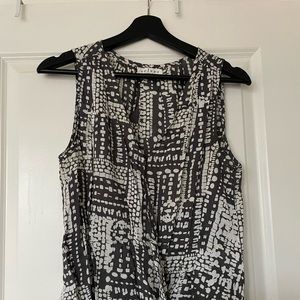 Patterned Draped Sleeveless Blouse